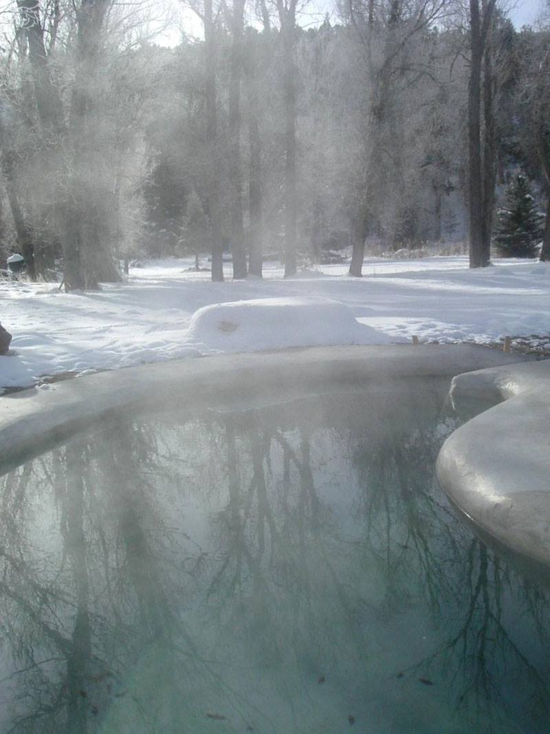 Antero Hot Springs Cabins Private Pool Nathrop CO Winter Snow