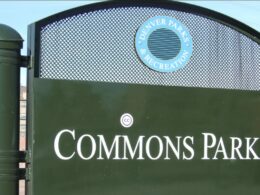 Image of the Commons Park sign in Denver, Colorado