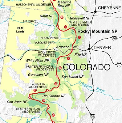 Continental Divide Trail Colorado Map