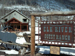 Image of the entrance sign to the Elk River Guest Ranch in Clark, Colorado