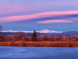Image of Golden Ponds Park in Longmont, Colorado colored pink and blue