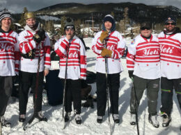 Image of some of the players from the Pond Hockey Classic in Grand Lake, Colorado