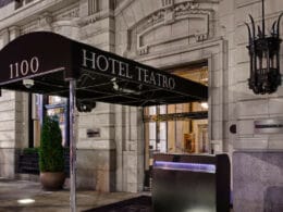 Image of the entrance to Hotel Teatro in Denver, CO