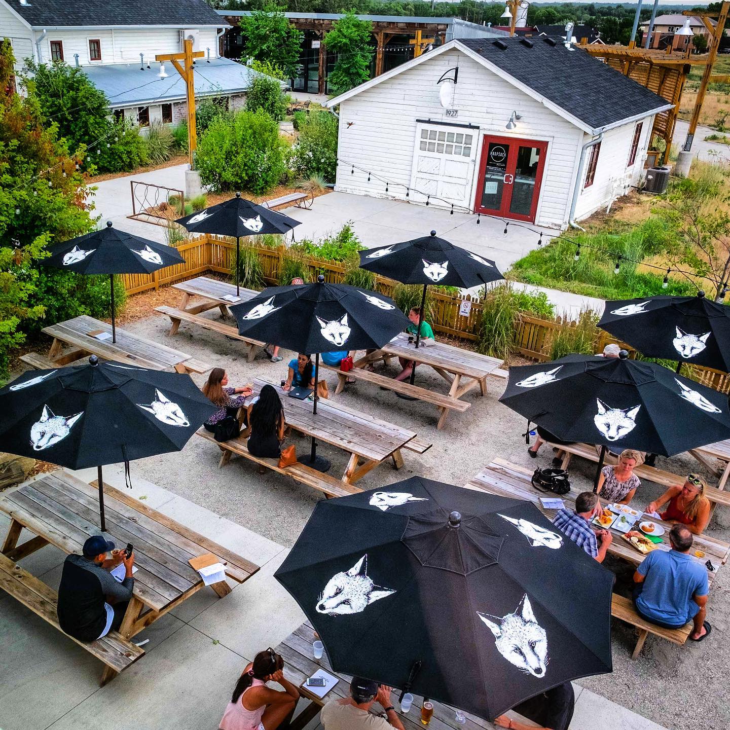 Image of the patio at Jessup Farm Barrel House in Fort Collins, Colorado