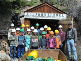 Image of kids taking a tour at the Lebanon Mine on the Georgetown Loop Railroad in Colorado