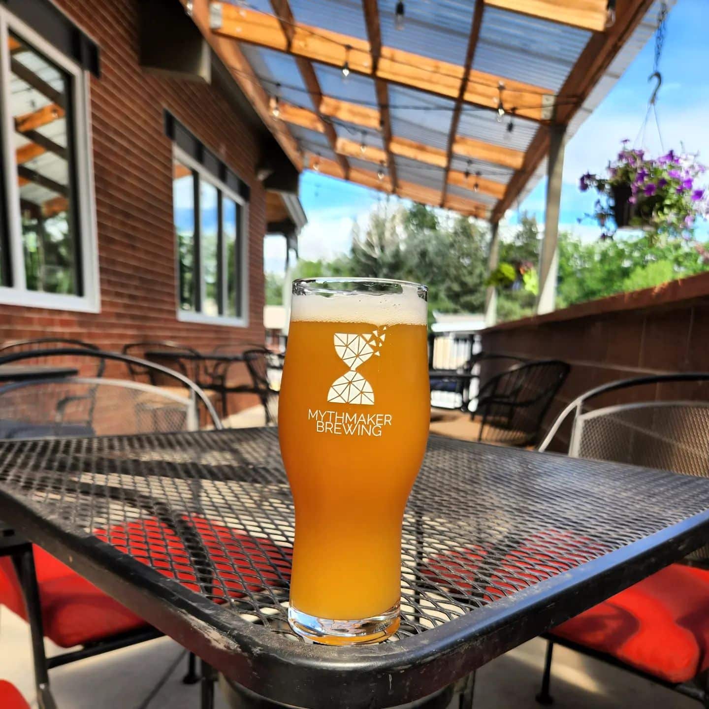 Image of a beer on the patio at Mythmaker Brewing in Fort Collins, Colorado