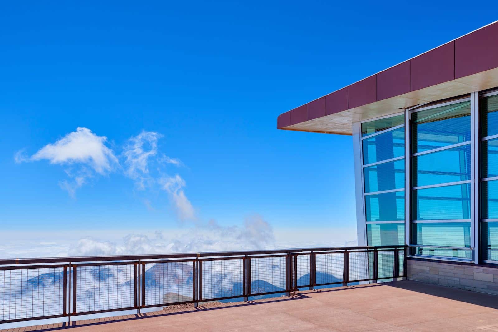 Pikes Peak Summit Complex Viewing Platform overlooking the clouds